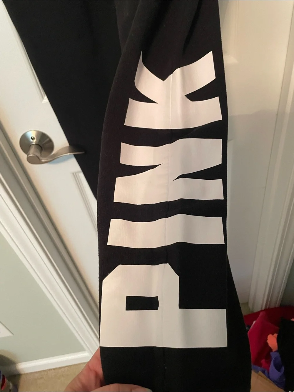 Victoria’s Secret PINK Black Jogger Sweatpants with White Logo